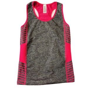Women's Pink Gray Compression Racer Back Tank Athletic Top One Size Shapewear